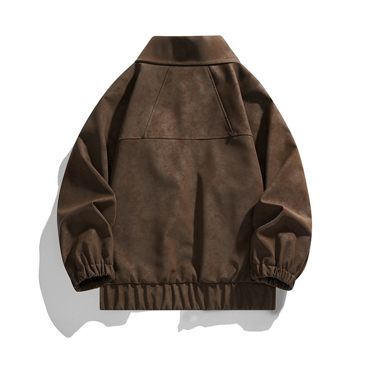 Men's faux velvet bomber jacket in oversized boxy cut with two-way zipper & elastic hem Mune Fashion