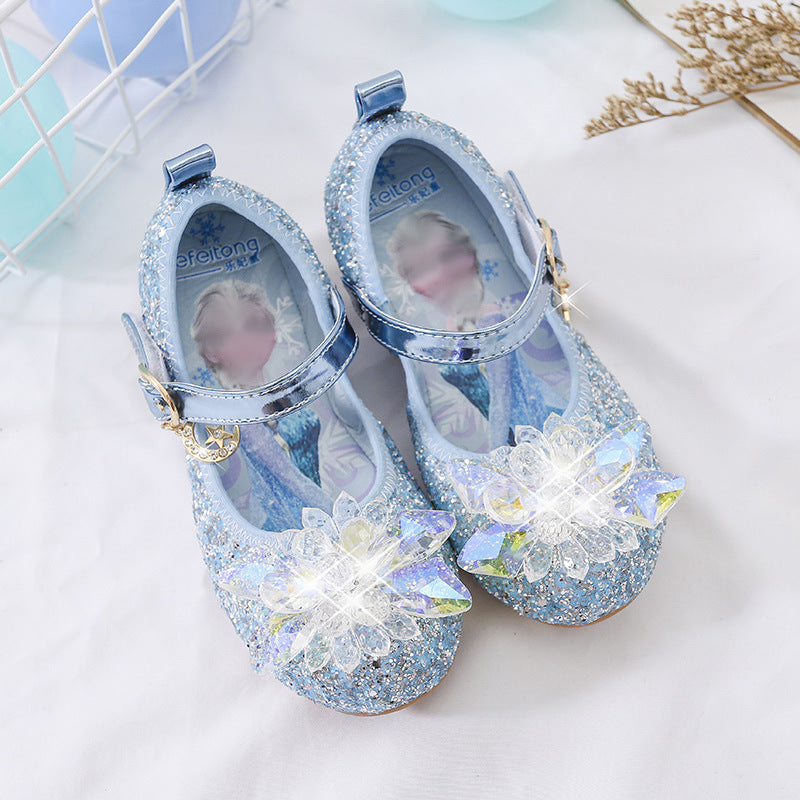 Girls Glittering Ballerina Sandals with Flower Appliqués Mune Fashion