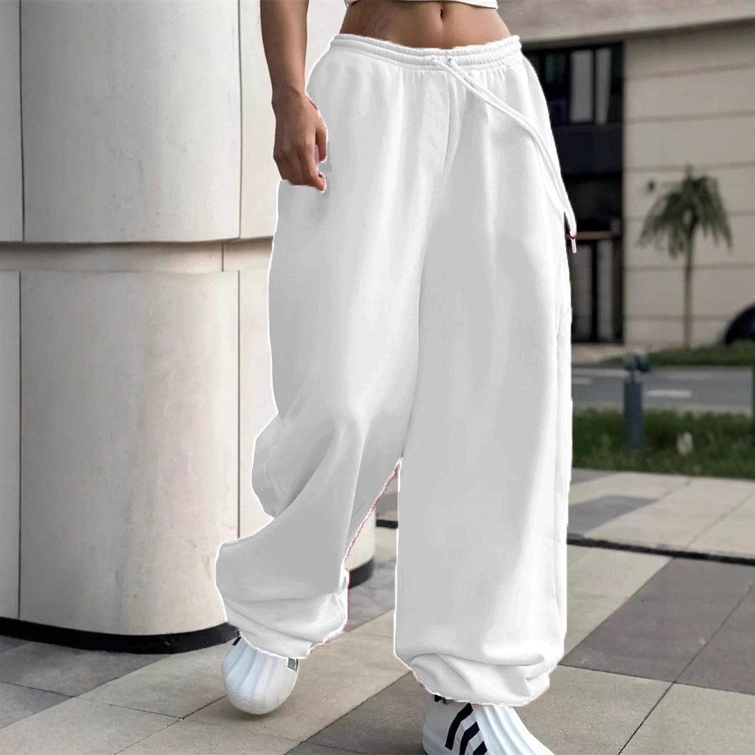 Women's wide Baggy joggers with a high comfort waistband, drawstring and elastic ankle cuffs Mune Fashion