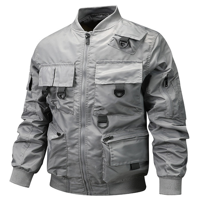 Men's urban-military bomber jacket with modular multi-purpose pockets and D-ring details Mune Fashion
