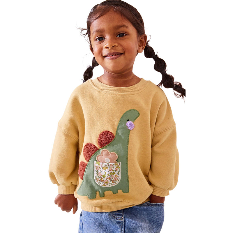 Girls Sweatshirt with Creative Dinosaur Design Mune Fashion