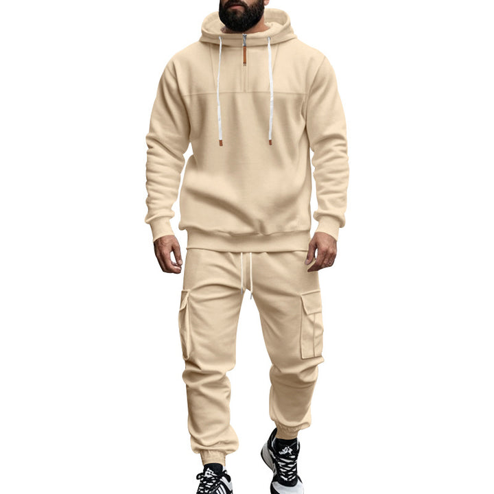 Men's nano cargo jogging suit with half-zip hoodie and tapered cargo pants Mune Fashion