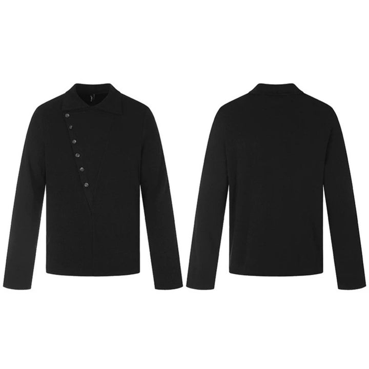 Men's Asymmetrical Shirt Jacket with Diagonal Button Placket and Clean Stand-Up Collar Mune Fashion