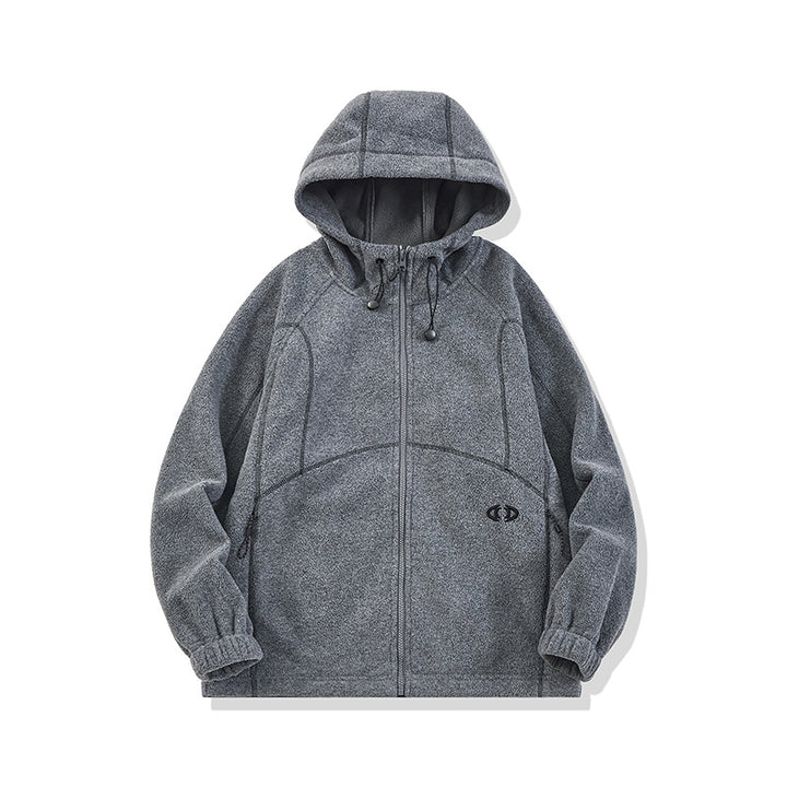 Unisex Oversize Fleece Hoodie Jacket with Contrast Seams and Zipper Pockets Mune Fashion