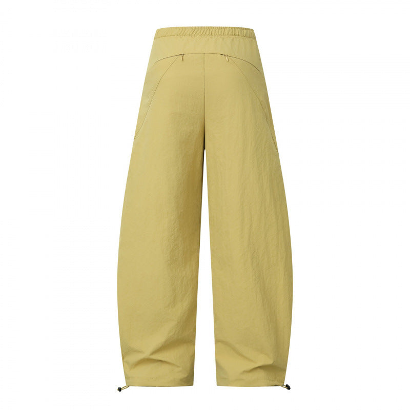 Women's Loose Cargo Pants with Drawstring Waist, Integrated Woven Belt, and Adjustable Cord Closures Mune Fashion