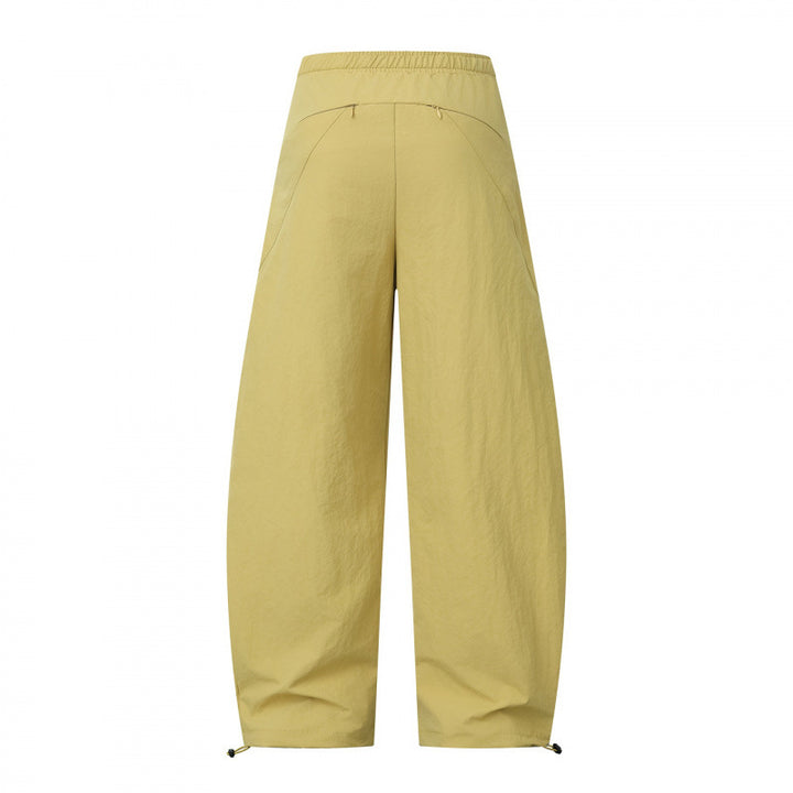 Women's Loose Cargo Pants with Drawstring Waist, Integrated Woven Belt, and Adjustable Cord Closures Mune Fashion