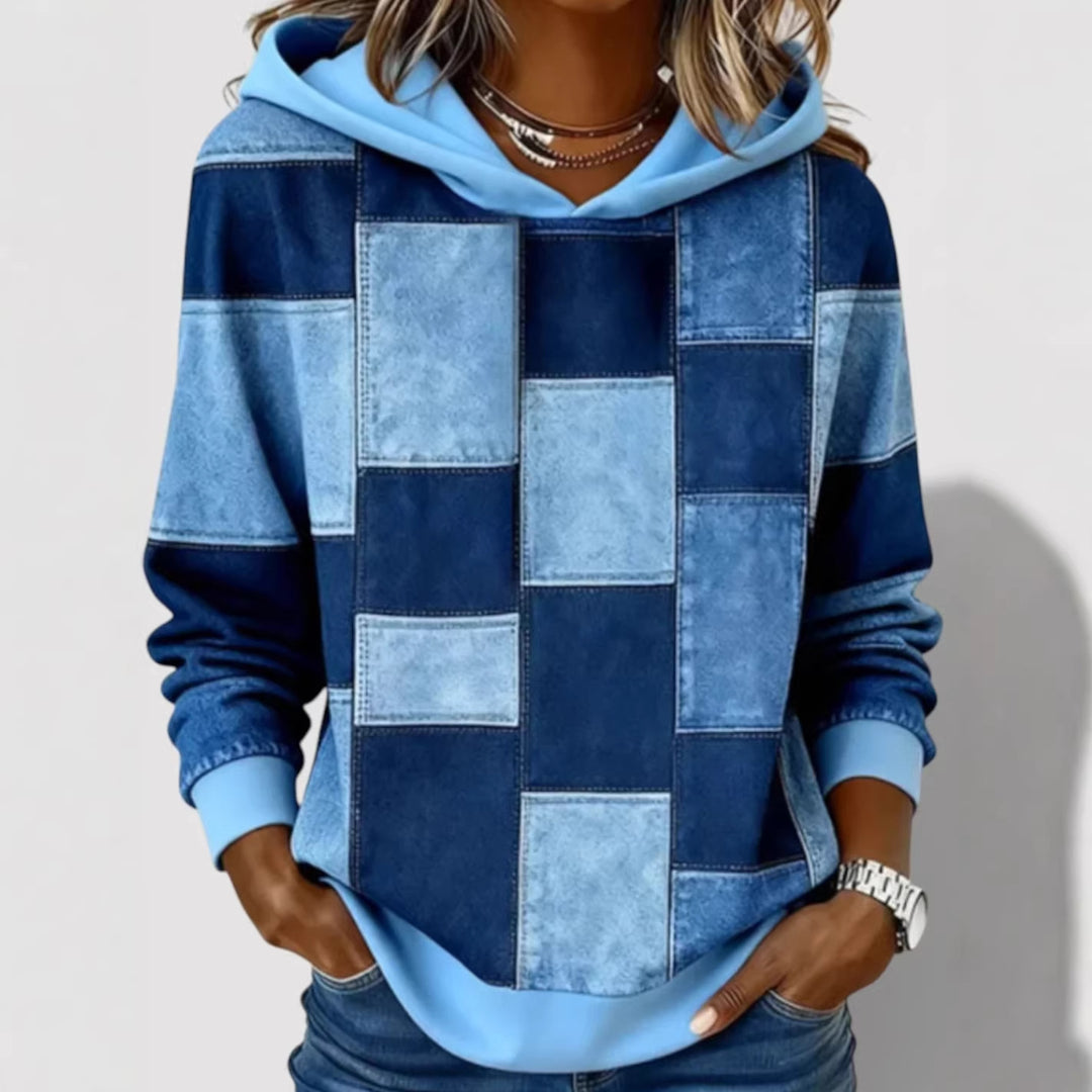 Women's Fashion Hoodie with Patchwork Design