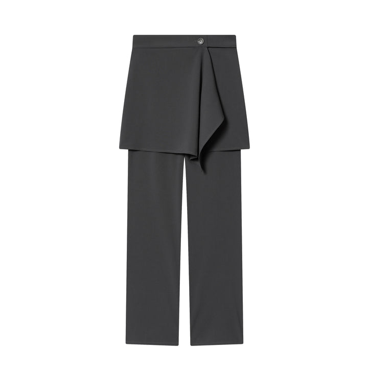 Women's wide high-waist pants with asymmetrical wrap skirt overlay and wide leg Mune Fashion