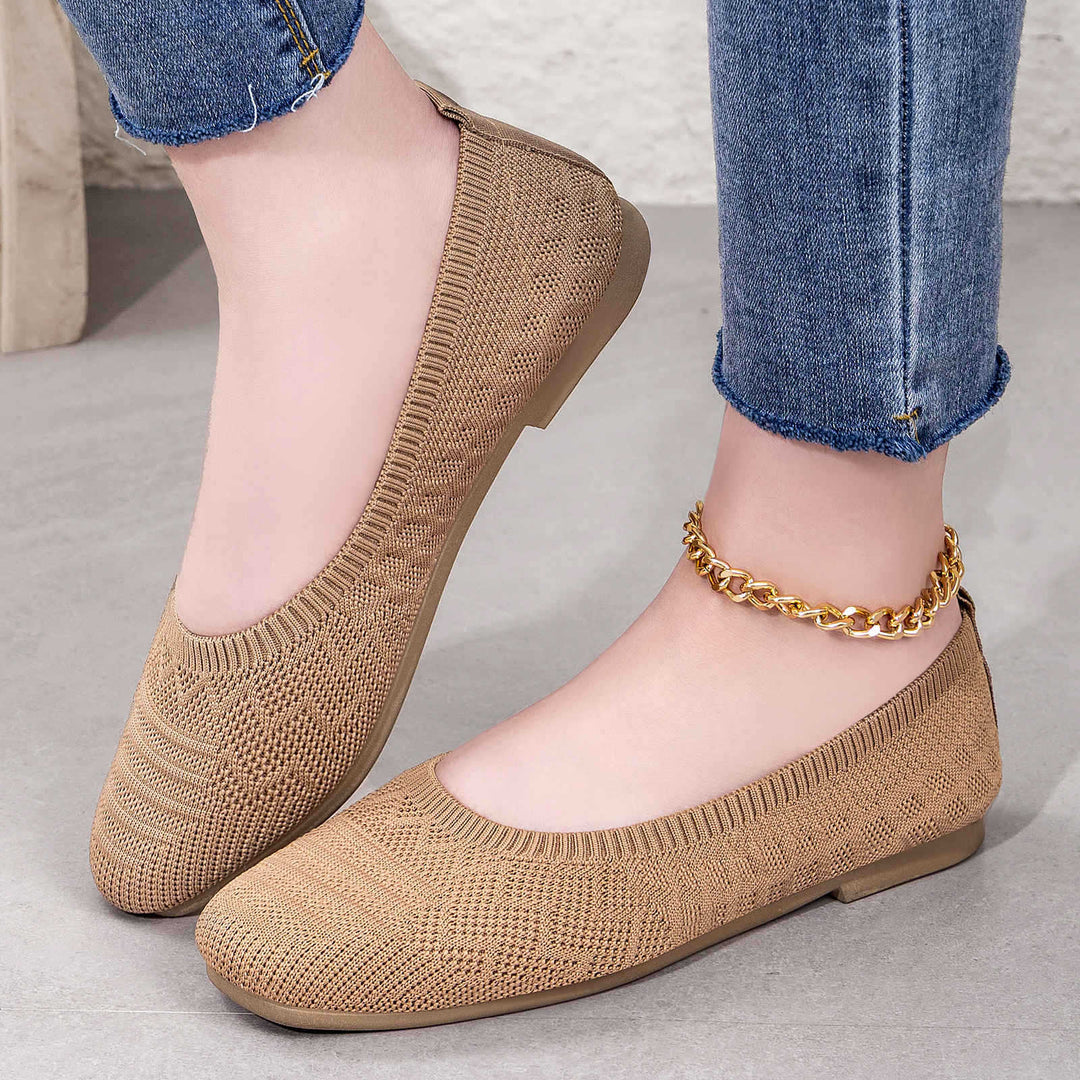 Women's knitted ballerina slip-on comfort ballerina with seamless sock entry and flexible lightweight sole Mune Fashion