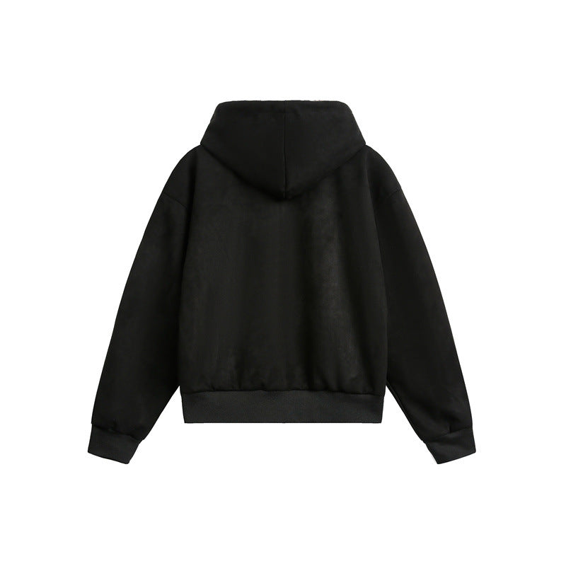 Women's Oversize Hoodie Sweat Jacket with Zipper and Lined Leopard Hood Mune Fashion