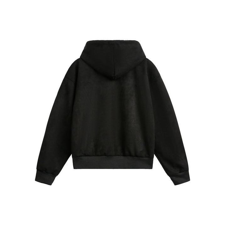 Women's Oversize Hoodie Sweat Jacket with Zipper and Lined Leopard Hood Mune Fashion