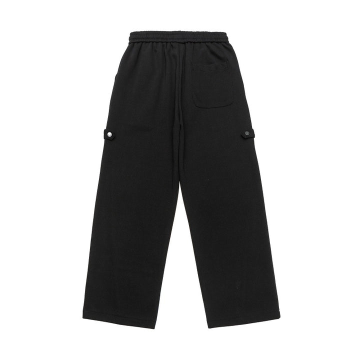 Unisex Wide Cropped Sweatpants in Cargo Style with Drawstring Waistband and Patch Pockets Mune Fashion