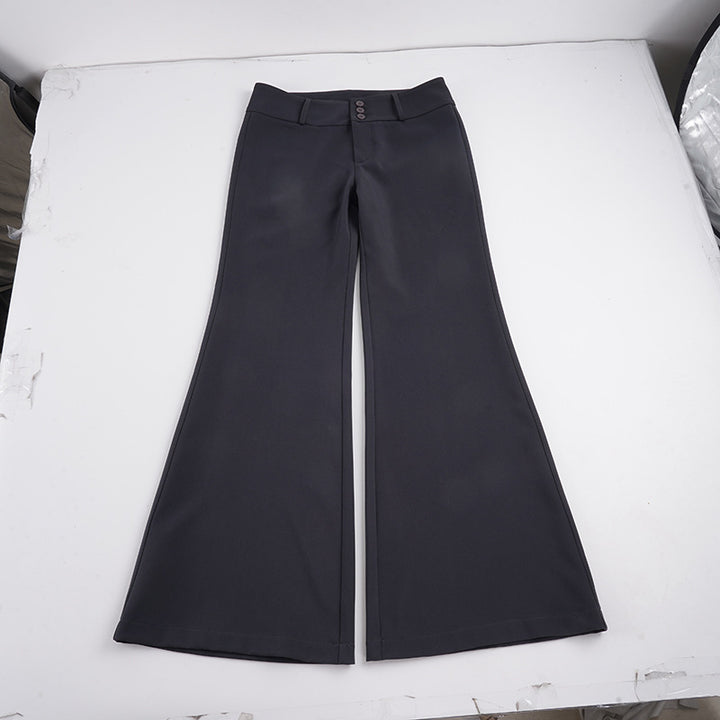 Women's high-waisted flared pants with wide bell-bottoms and decorative button placket Mune Fashion