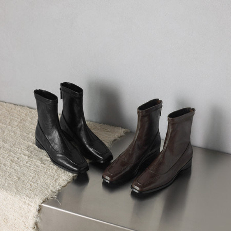 Ladies Fashion Leather Ankle Boots with Elegant Design Mune Fashion
