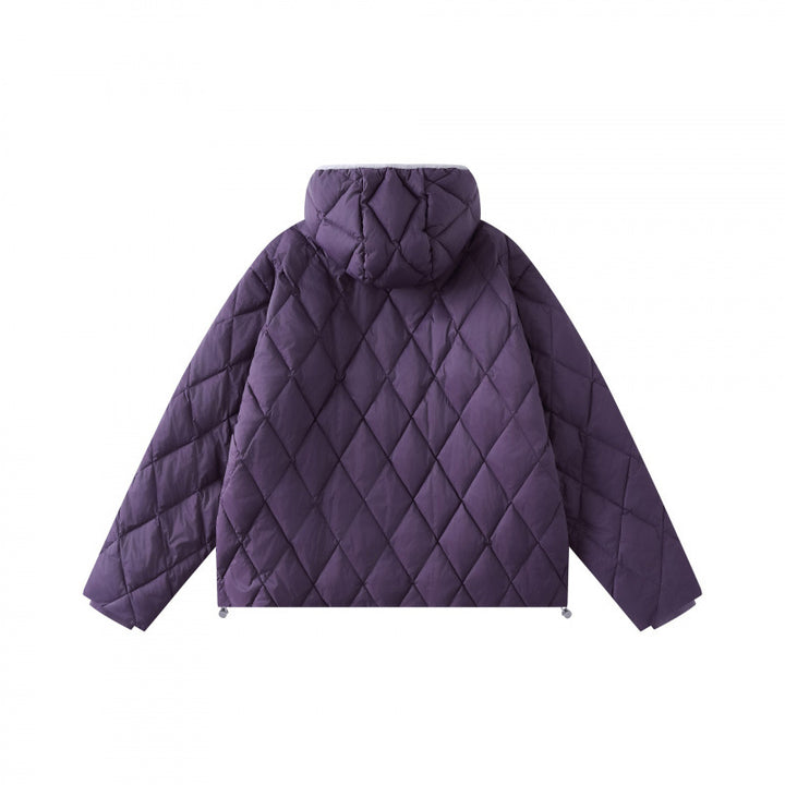 Ladies quilted jacket with hood, diamond quilting and adjustable hem Mune Fashion