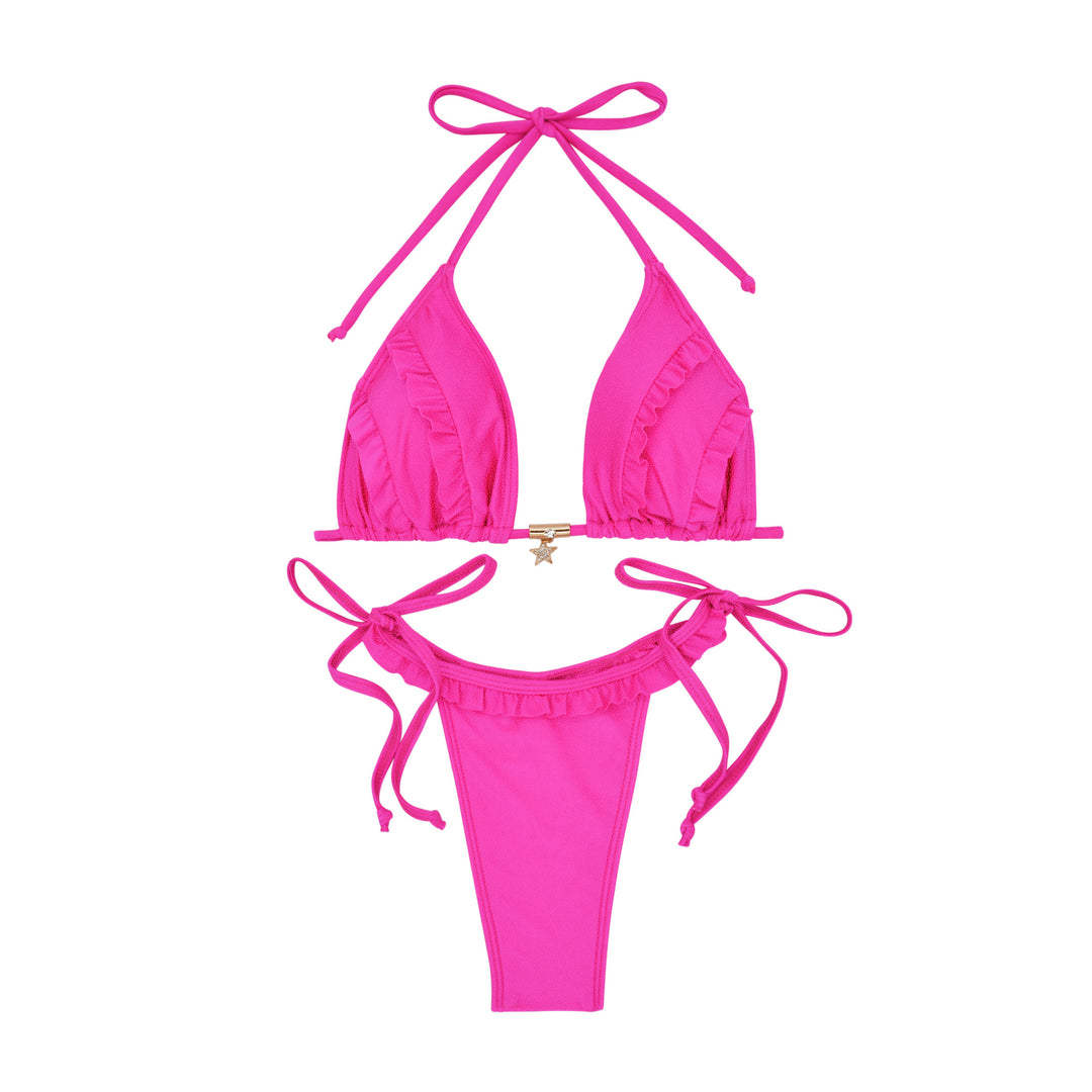 Women's triangle bikini with ruffle details and adjustable ties Mune Fashion
