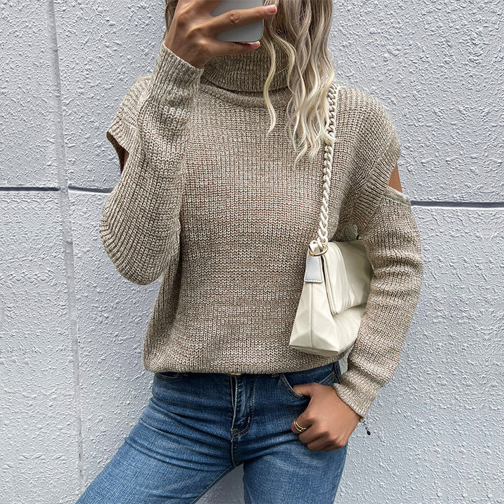 Women's Casual Knit Sweater with Cut-Out Sleeves Mune Fashion