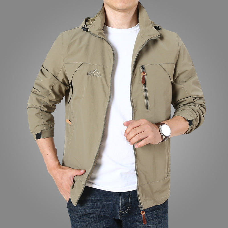 Men's Lightweight Softshell Outdoor Jacket with Hood, wind and water-repellent shell and multifunctional pockets Mune Fashion