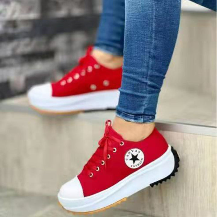 Women’s Canvas Platform Sneakers with serrated profile sole Mune Fashion