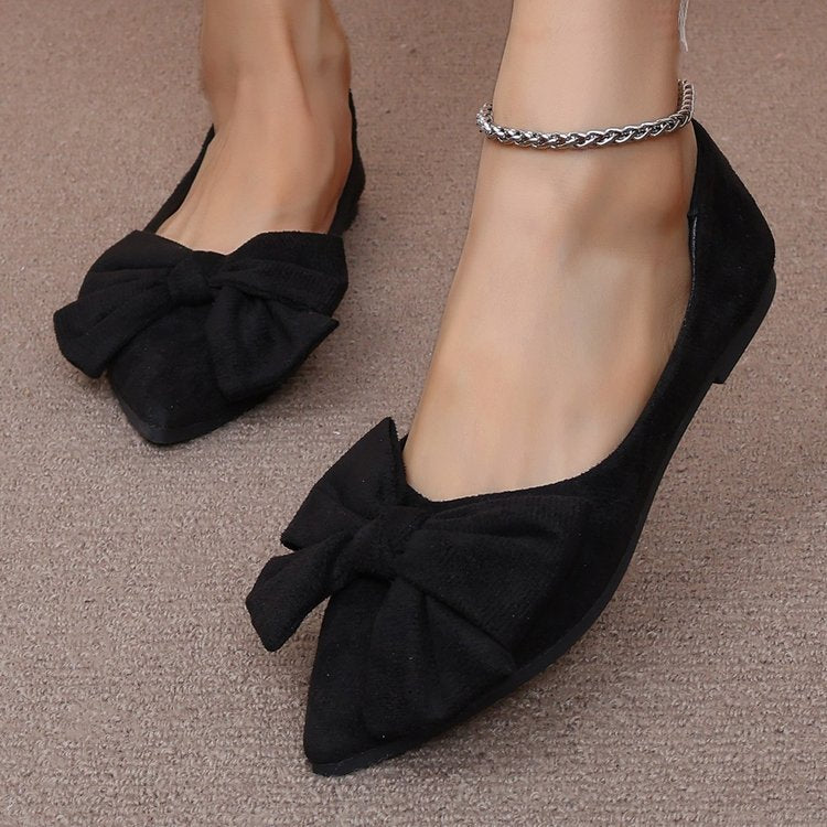 Ladies' pointed ballerina slippers with decorative bow and padded comfort insole Mune Fashion