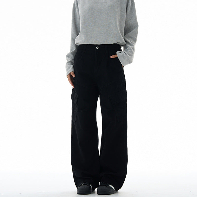 Women Wide Cut Utility Cargo Pants in Palazzo Style with High Waist and Flap Pockets Mune Fashion