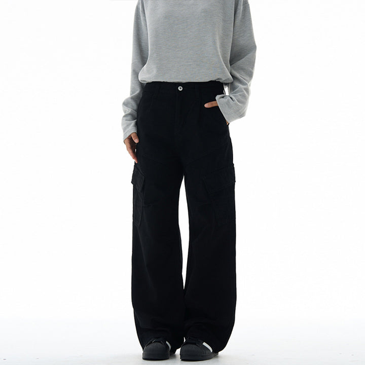 Women Wide Cut Utility Cargo Pants in Palazzo Style with High Waist and Flap Pockets Mune Fashion