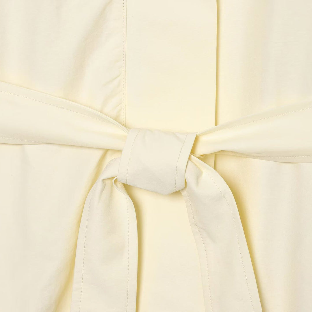 Women Lightweight Tailored Jacket with Stand Collar, Tied Belt and Cape Sleeve Detail Mune Fashion