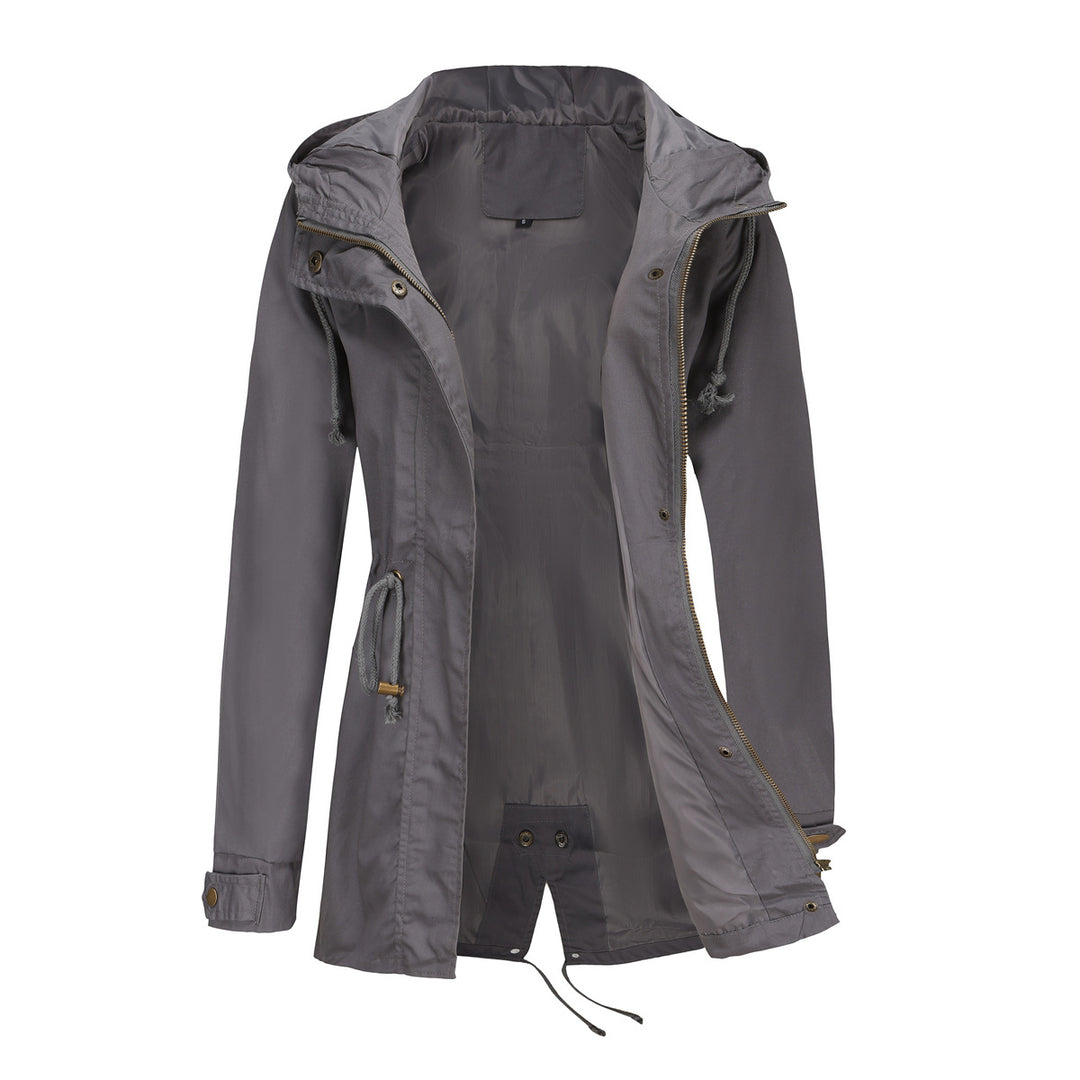 Women's slightly tailored light parka with hood drawstring and two-way zipper Mune Fashion