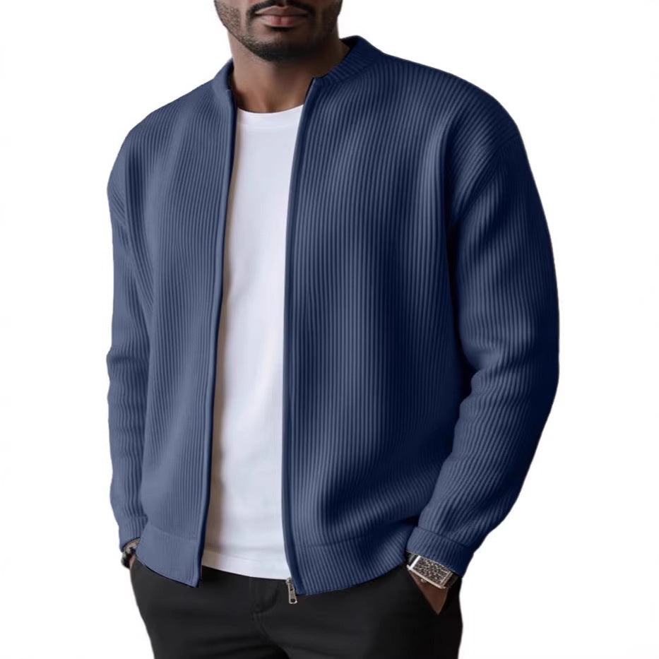 Men's Ribbed Bomber Cardigan with Full Zip EB