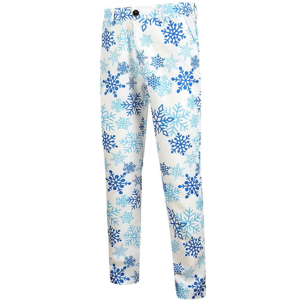 Men's Christmas three-piece suit set with jacket, vest, and trousers in all-over reindeer-tree pattern Mune Fashion