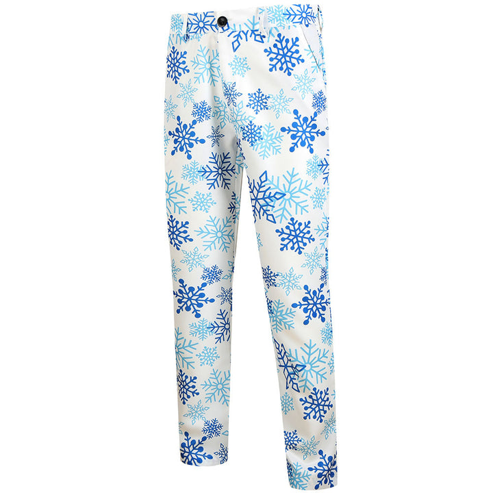 Men's Christmas three-piece suit set with jacket, vest, and trousers in all-over reindeer-tree pattern Mune Fashion