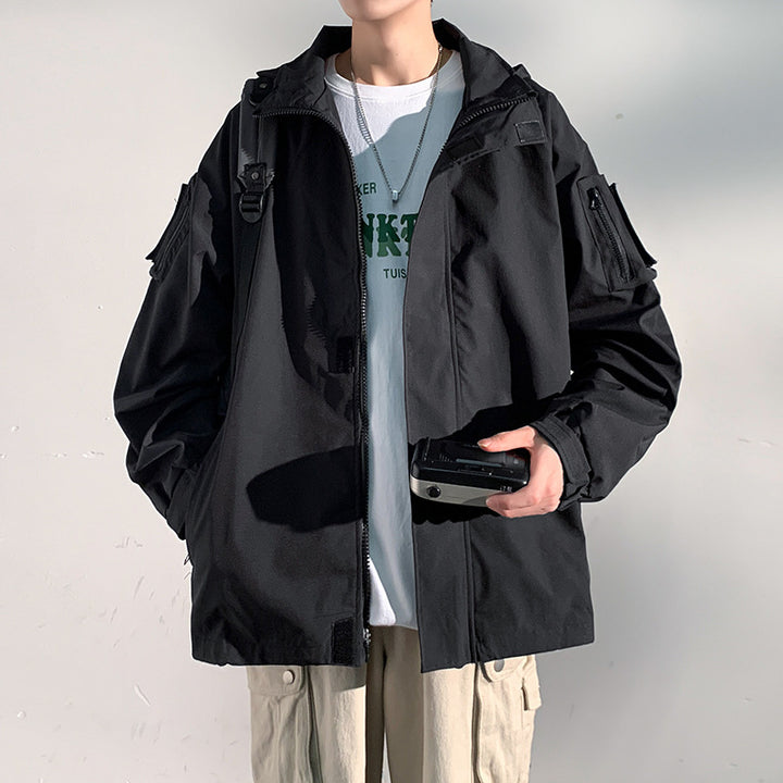 Men's two-layer softshell overlay jacket with hood, wind and water repellent membrane and adjustable hem Mune Fashion