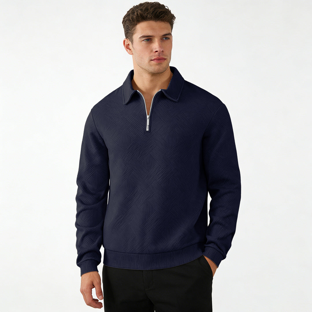 Men's Structured Half-Zip Sweater with Collar and Ribbed Cuffs Mune Fashion