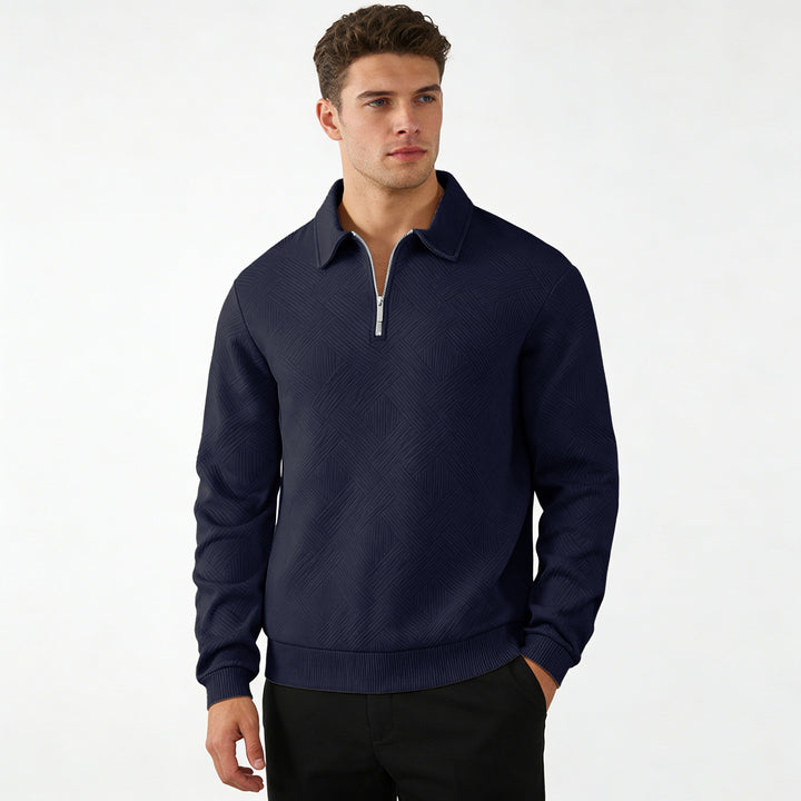 Men's Structured Half-Zip Sweater with Collar and Ribbed Cuffs Mune Fashion