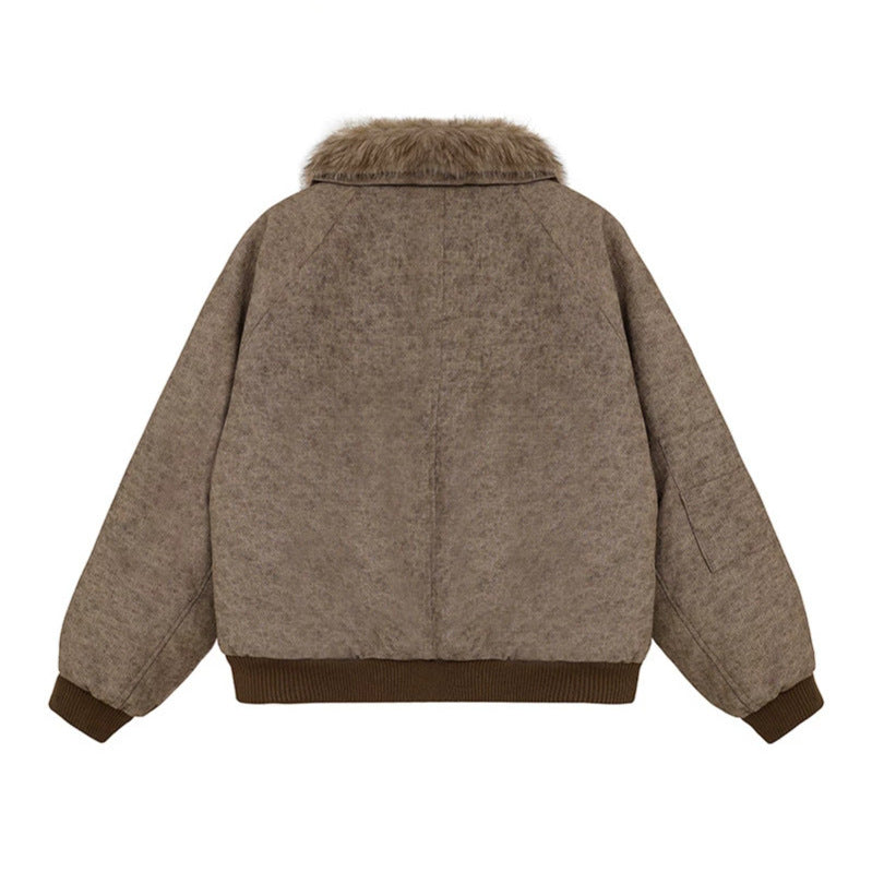 Women's padded bomber jacket with faux fur collar, oversized silhouette and sleeve zipper pocket Mune Fashion
