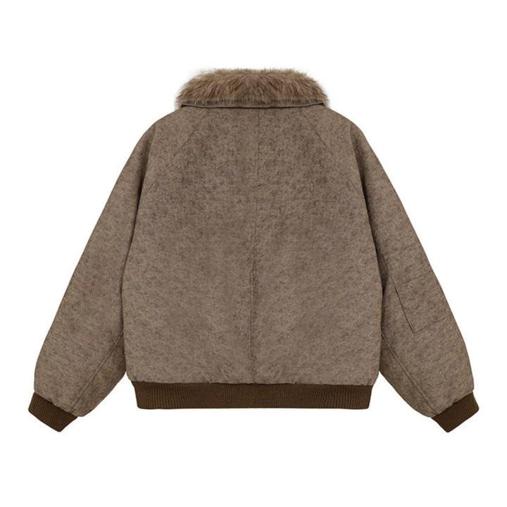 Women's padded bomber jacket with faux fur collar, oversized silhouette and sleeve zipper pocket Mune Fashion
