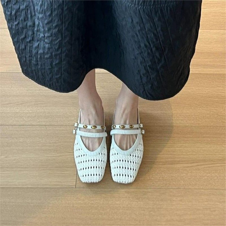 Women's Braided Mule Slippers with Square Toe and Double Adjustable Strap Mune Fashion