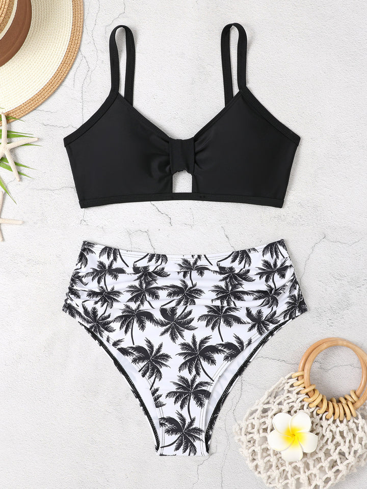 Women’s bikini set with floral high waist and stylish knot Mune Fashion