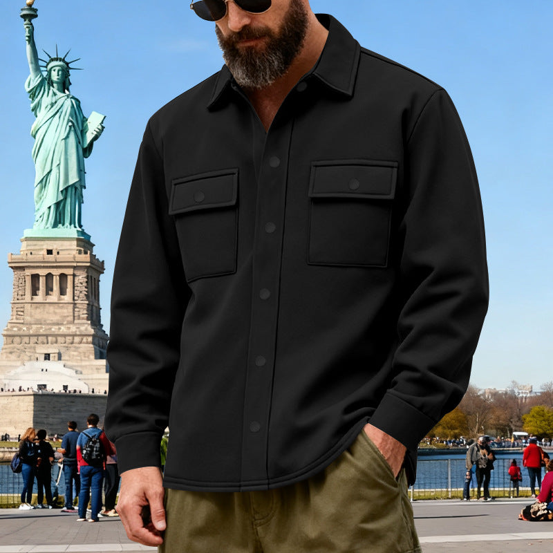Men's casual shirt jacket made of cotton blend with applied chest pockets Mune Fashion