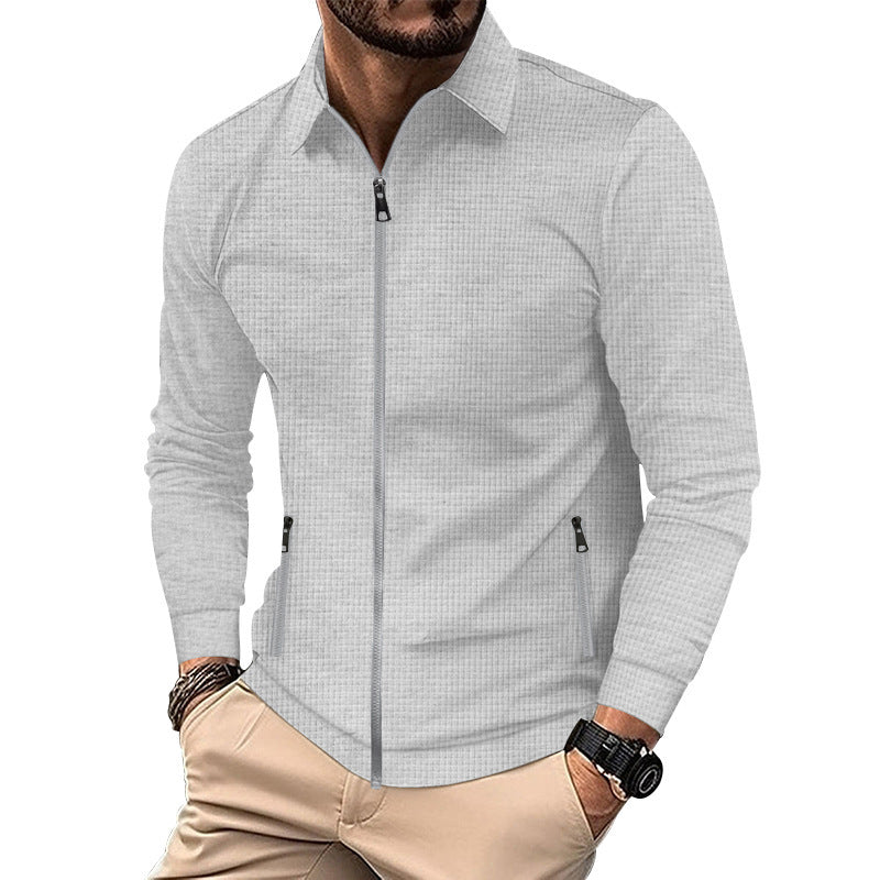 Men's patterned structured Slim-Fit zip-over shirt with collar Mune Fashion