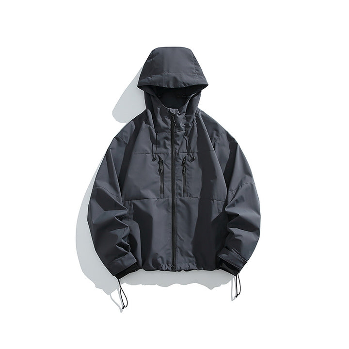 Men's Technical Rain Softshell Jacket with Hood, Zipper and Adjustable Hem Mune Fashion