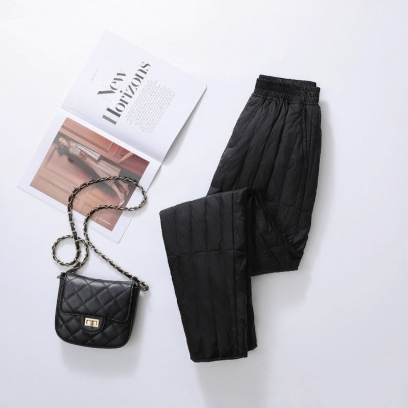 Women's Quilted Thermal Pants with Elastic Waistband and Light Thermal Lining Mune Fashion