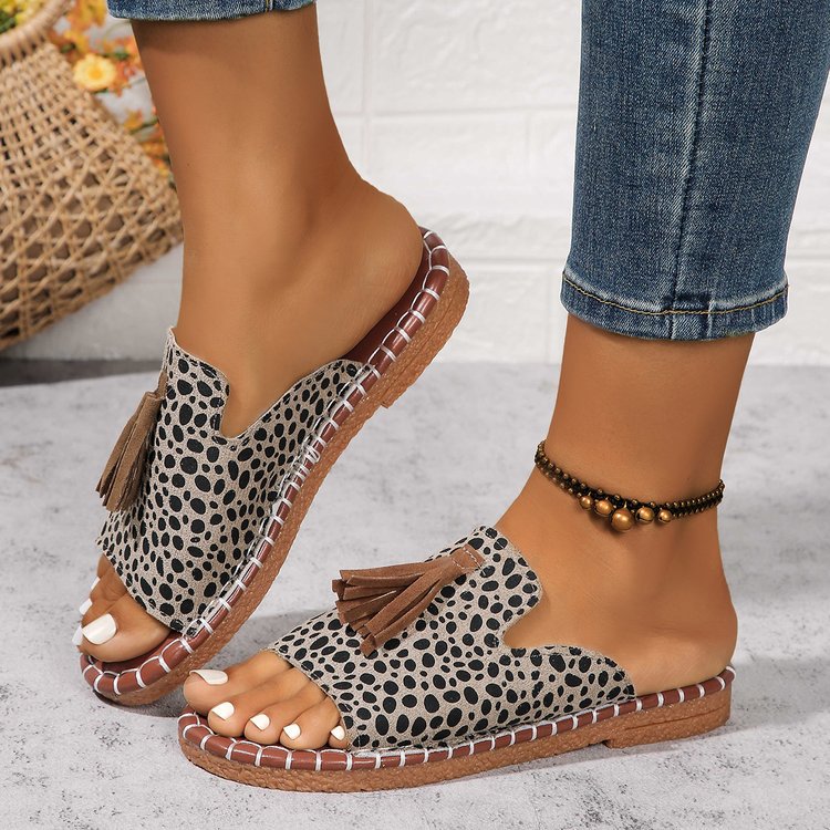 Damen Offene Pantoletten mit Quaste im Espadrille‑Stil Mune Fashion