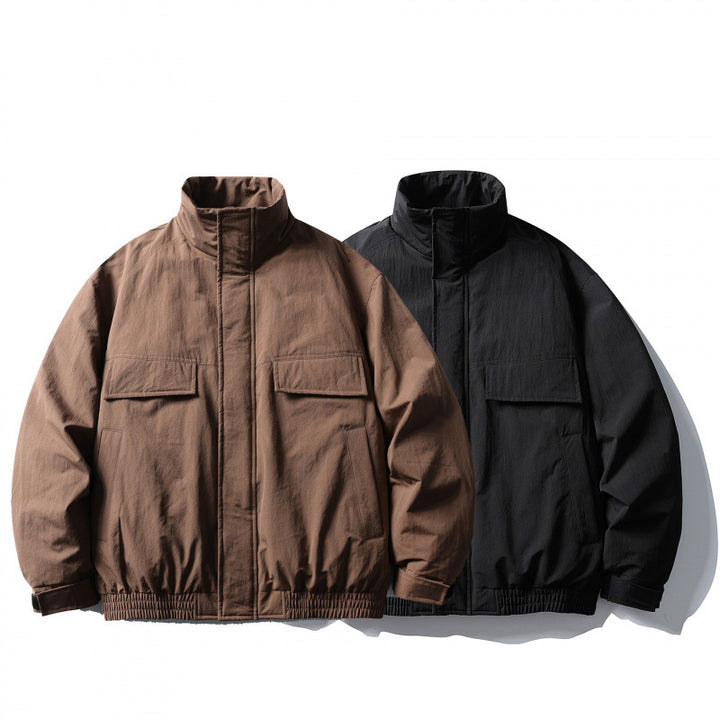 Men's Boxy Field Jacket with High Stand Collar, Padded Lining, and Flap Pockets Mune Fashion