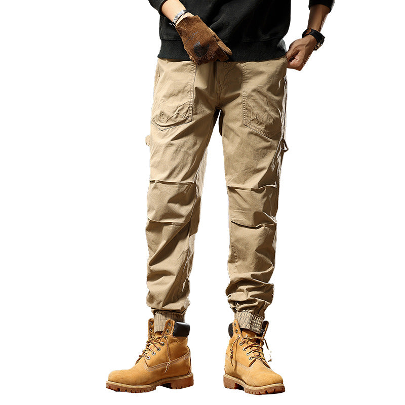 Men's outdoor work jogger pants with elastic comfort waistband, patch round pockets, and ankle zipper Mune Fashion