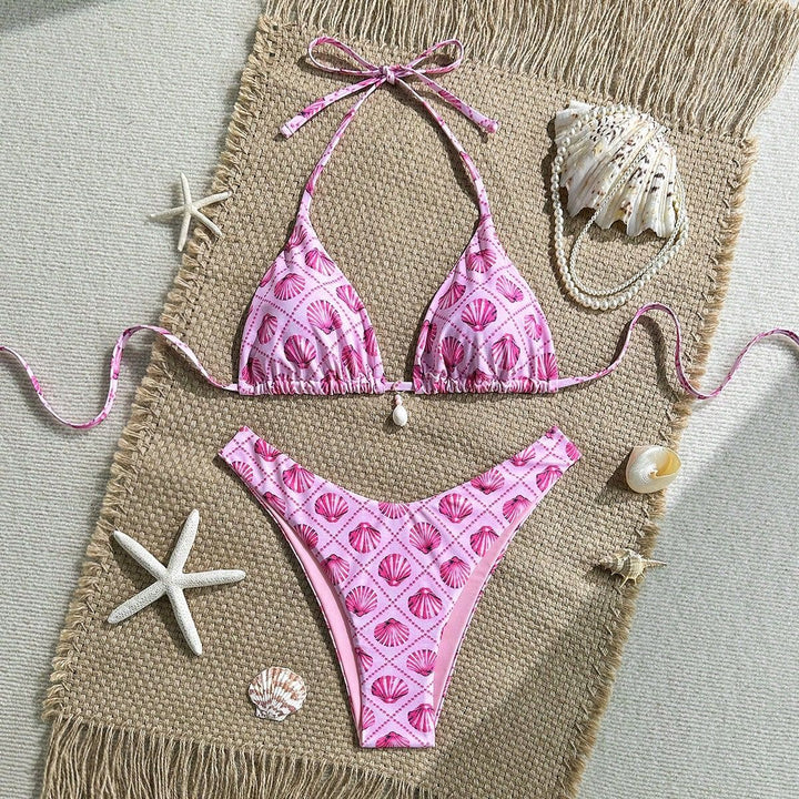 Women Triangle Bikini with Shell Motif Mune Fashion