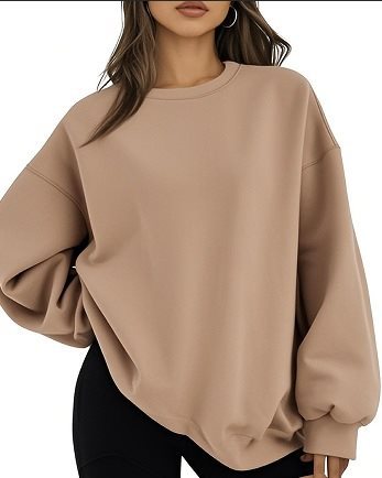 Women Oversized Sweatshirt with Round Neck, extra soft French Terry and dropped Shoulder Mune Fashion