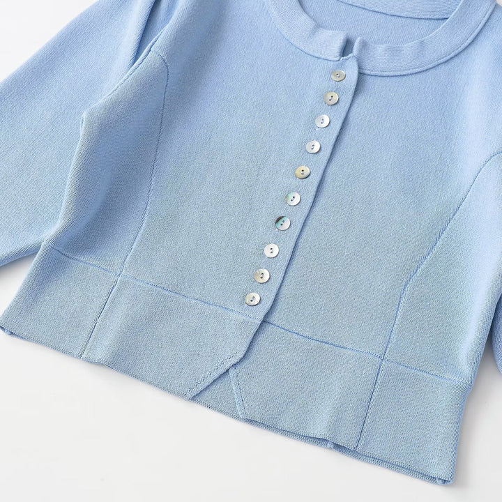 Women's short ribbed bolero jacket with puff sleeves Mune Fashion
