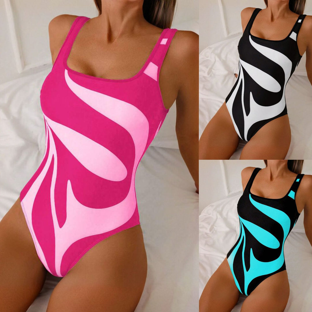 Ladies One-Piece Swimsuit with Stylish Graphic Design Mune Fashion