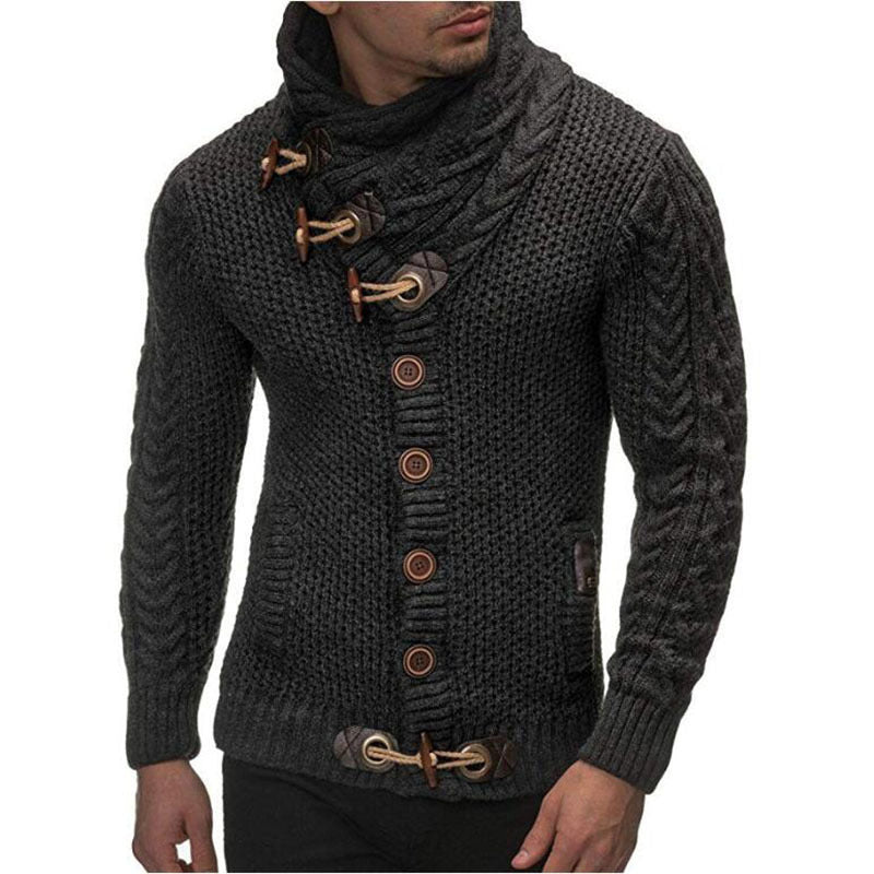 Men's Cardigan with Asymmetric Collar Mune